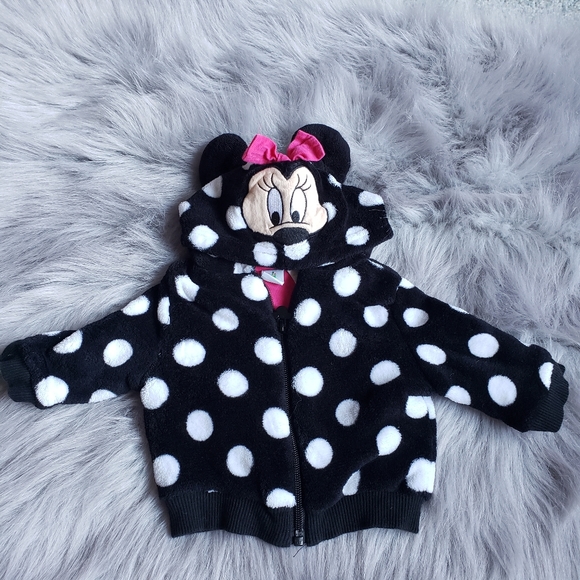 Disney Other - Disney baby Minnie Mouse fleece hooded jacket Size 3 Months
